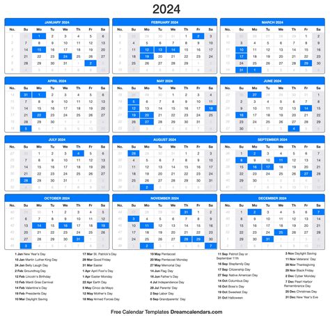 Free Printable 2024 Calendar With Holidays Printable Online
