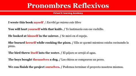 Ejemplos De Pronombres Reflexivos