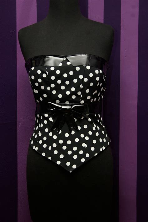 Black And White Polka Dot Corset DAMEFATALE Clothing Designs Online