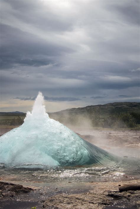 The Great Geysir Iceland Located In The Geothermal Valley Of