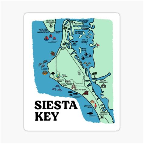 Siesta Key Florida Map Art Sticker For Sale By Fiberandgloss Redbubble