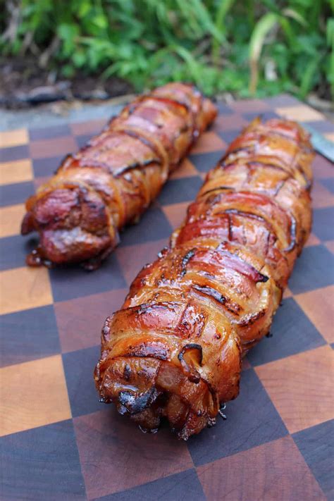 Bacon Wrapped Pork Tenderloin with Maple Glaze - Over The Fire Cooking