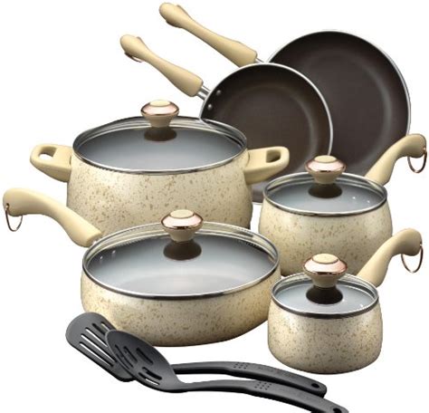 Paula deen riverbend nonstick cookware pots and pans set, 12 piece, gulf blue speckle. Paula Deen Pots and Pans