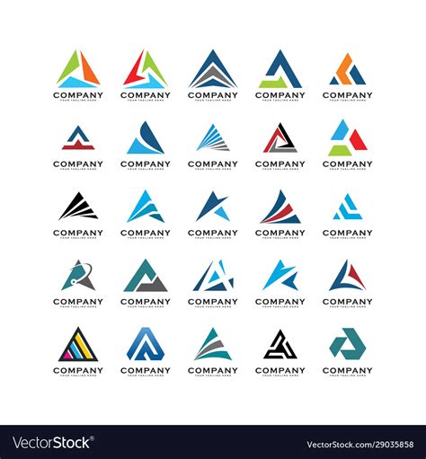Set Triangle Logo Abstracta Triangle Logo Vector Image