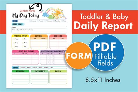 Toddler And Baby Daily Report Sheet Childcare Babysitter Nanny Or