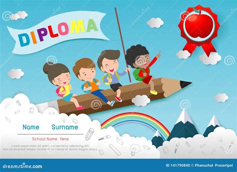 Diploma Template For Kids Certificates Kindergarten And Elementary