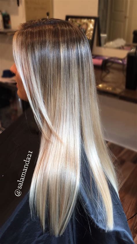 High Contrast Platinum White Pearl Blonde Balayage Ombré Blonde Ombre