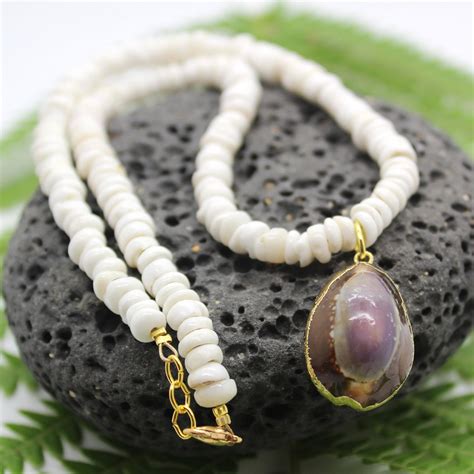 Puka Shell Necklace Puka Shell Necklace With Cowrie Pendant