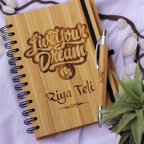 Inspirational Notebook Live Your Dream Notebook Bamboo Wood