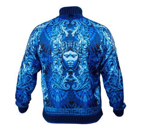 Prestige Royal Blue Satin Medusa Greek Design Tracksuit Outfit JGS Upscale