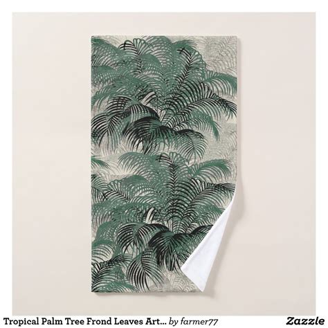 Made from cozy microfiber, this stylish towel also doubles as a blanket. Tropical Palm Tree Frond Leaves Art Bath Towel Set ...