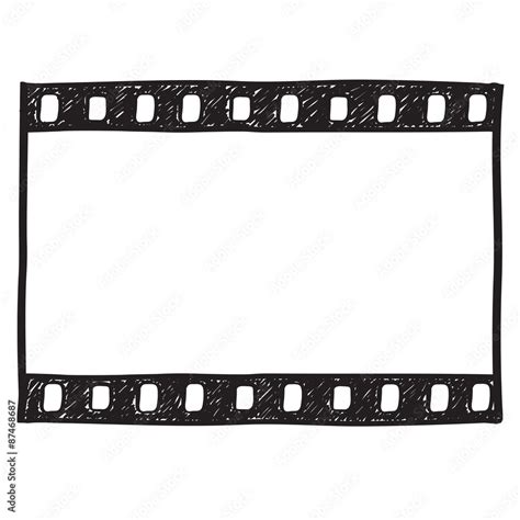 Film Strip Background Empty Film Frame Sketch Style Vector Stock