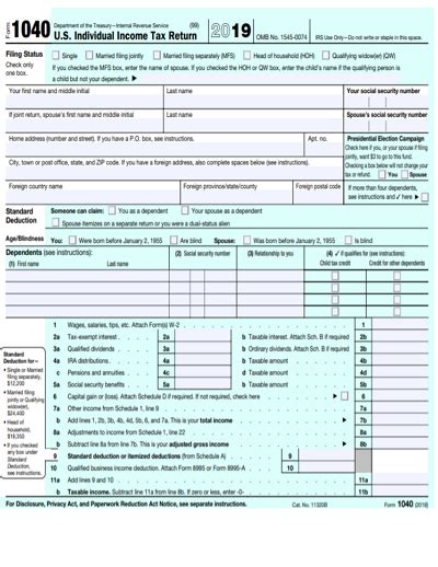 Irs 1040 Form Download Create Edit Fill And Print 1040 Form Printable