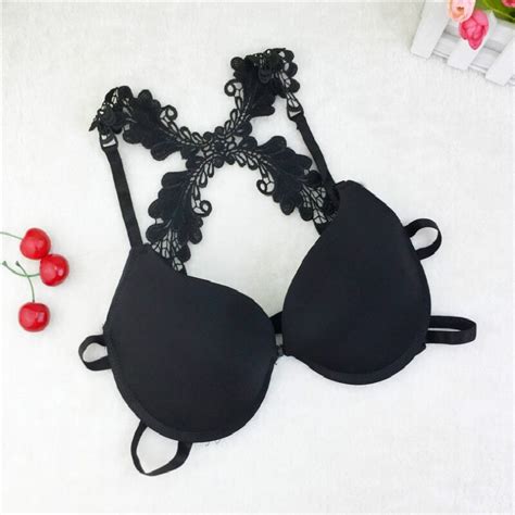 2018 Sexy Front Closure Smooth Bra Women Charming Lace Racer Back Push