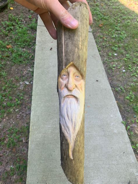 Halloween Sale Wizard Wood Carving Driftwood Art Hand Carved Wood Art
