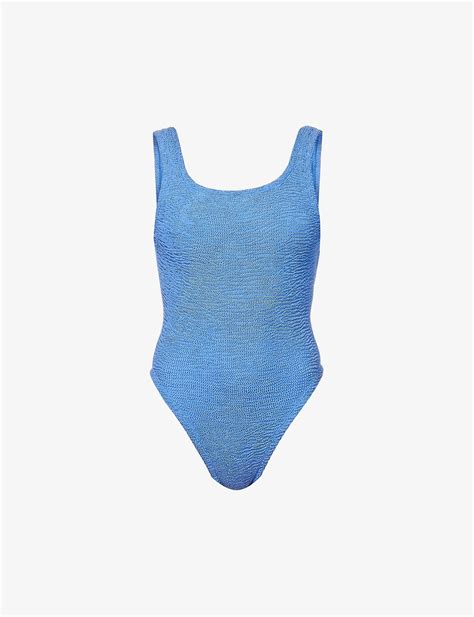 Hunza G Nile Square Neck Swimsuit In Blue Lyst Canada