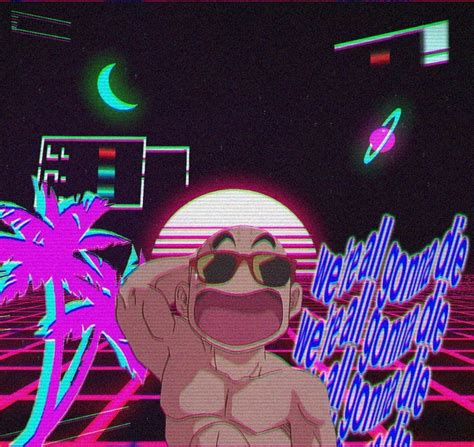 В ожидании dragon ball super 2. I tried making an aesthetic/vaporwave image of Krillin ...