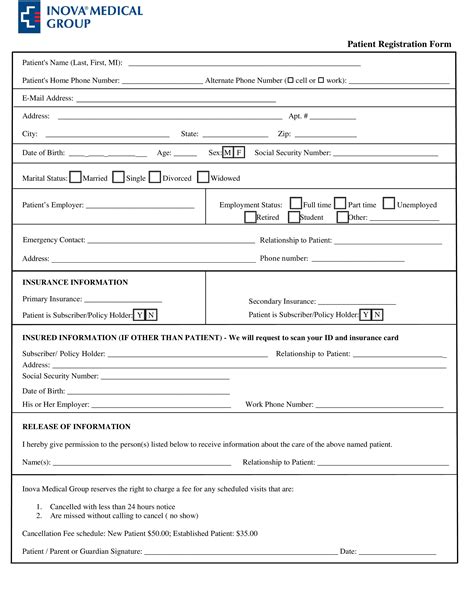Printable Templates Free Patient Rexcord