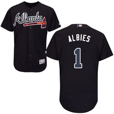 Braves 1 Ozzie Albies Navy Blue Flexbase Authentic Collection Stitched