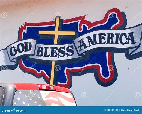 God Bless America Sign With Cross Editorial Photography Image Of Gold