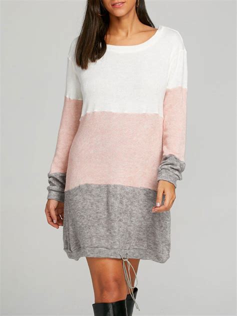 25 Off Color Block Striped Sweater Dress Rosegal