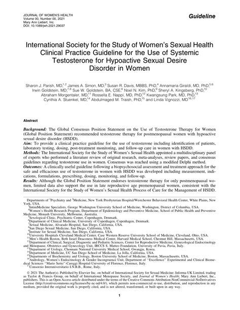 Pdf International Society For The Study Of Womens Sexual Health