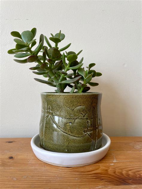 Handmade 4 Ceramic Planter With Drainage Holes In Bronze Age Etsy