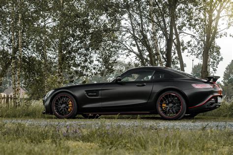 Satin Black Mercedes AMG GT S With Dragon Red Stripes GTspirit