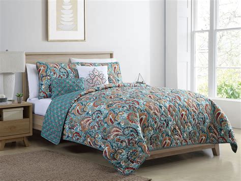 Candice Reversible Paisley 3 Piece Fullqueen Quilt And Sham Bedding Set By Vcny Home