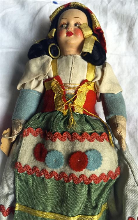 Vintage Italian Peasant Doll Late 40s 50s 1300ps Cloth Body