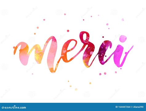 Merci Lettering Isolated On Glitter Background Cartoon Vector