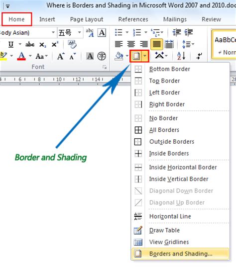 Where Is The Borders And Shading In Word 2007 2010 2013 2016 2019