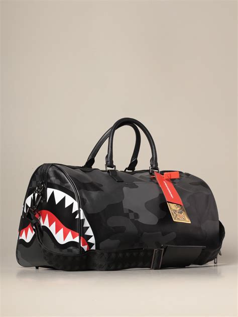 Sprayground Duffle Bag In Vegan Leather With Shark Print Shoulder