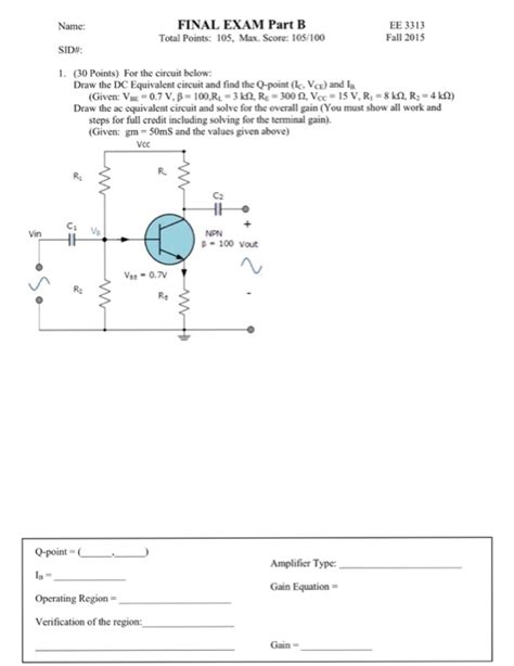 Solved For The Circuit Below Draw The Dc Equivalent