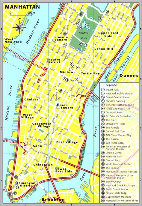 New York Reiseführer Karte Schwarzaufweiss