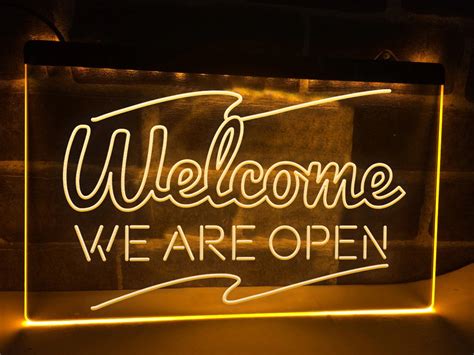 Welcome We Are Open Illuminated Led Neon Sign Dope Neons