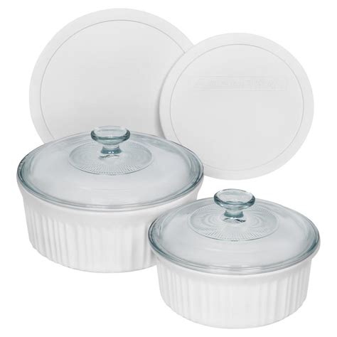 Corningware French 6 Piece White Bakeware Set With Lids 1117212 The
