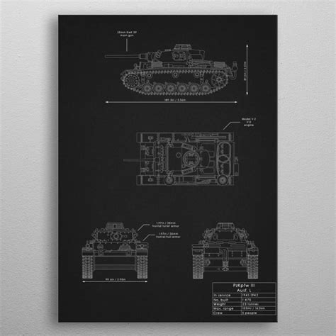 Pzkpfw Iii Ausf L Blueprints Poster Print Metal Posters