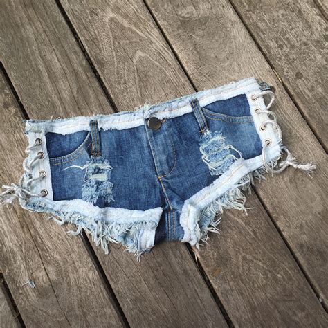 Women Tassel Denim Thong Shorts Sexy Nightclub Beach Micro Mini Jeans