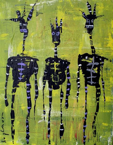 Hughart Abstract Outsider African Tribal Folk Art 11x14 Painting