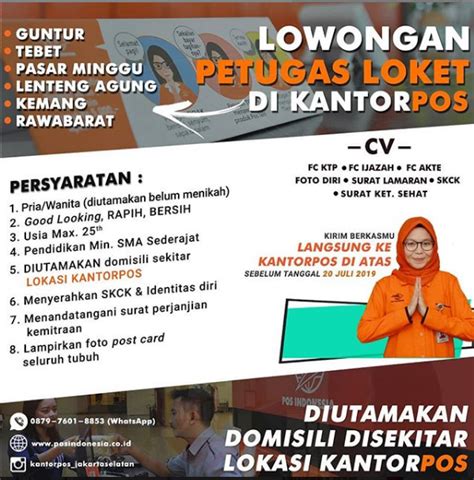 Cari lowongan kerja pos untuk karir dan pekerjaan anda. Loker Terbaru PT Pos Indonesia untuk SMA SMK Tahun 2019