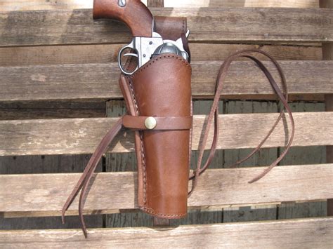 Western Gun Holster Brown Smooth Leather 6 Right Handed For 45