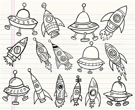 Cute Doodle Outer Space Vector Set Space Drawings Doodle Drawings