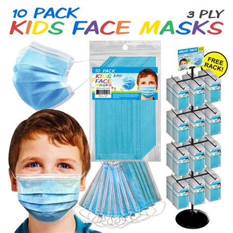 300 Pc Kids 10 Pack 3 Ply Face Mask Display Blue Sports Medical Group