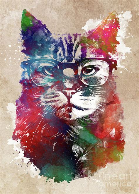 Cat Hipster Cat Digital Art By Justyna Jaszke Jbjart Fine Art America