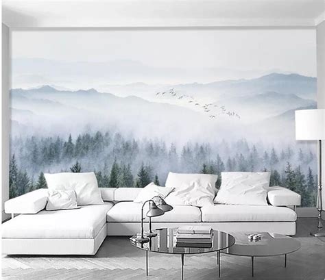 Mori Cloud Forest Mountain Flying Birds Removable Wall Fabric Etsy