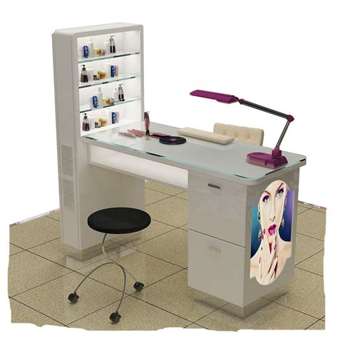Modern Long Double Nail Salon Station Reception Desk Manicure Bar Table