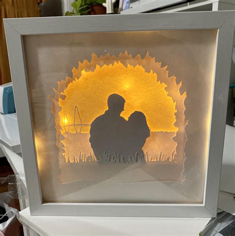 First shadow box as a gift to a friend for her engagement! Used the
