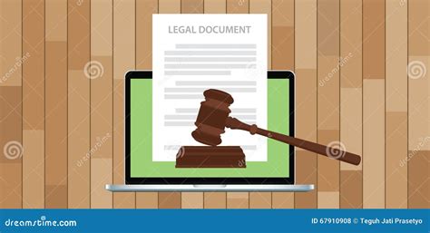 Legal Document With Gavel And Laptop Stock Vector Illustration Of