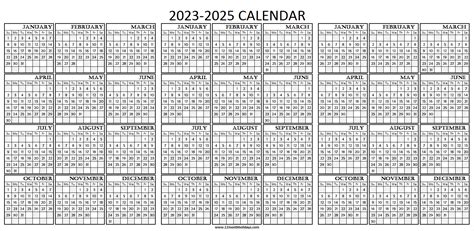 2023 2024 2025 Calendar Printable Free Online Calendar